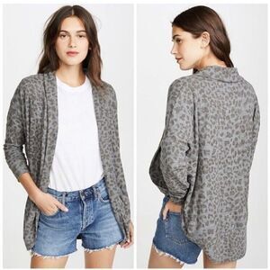 Sundry Women's Gray Leopard Print Long Sleeve Cardigan Size 2/ Medium